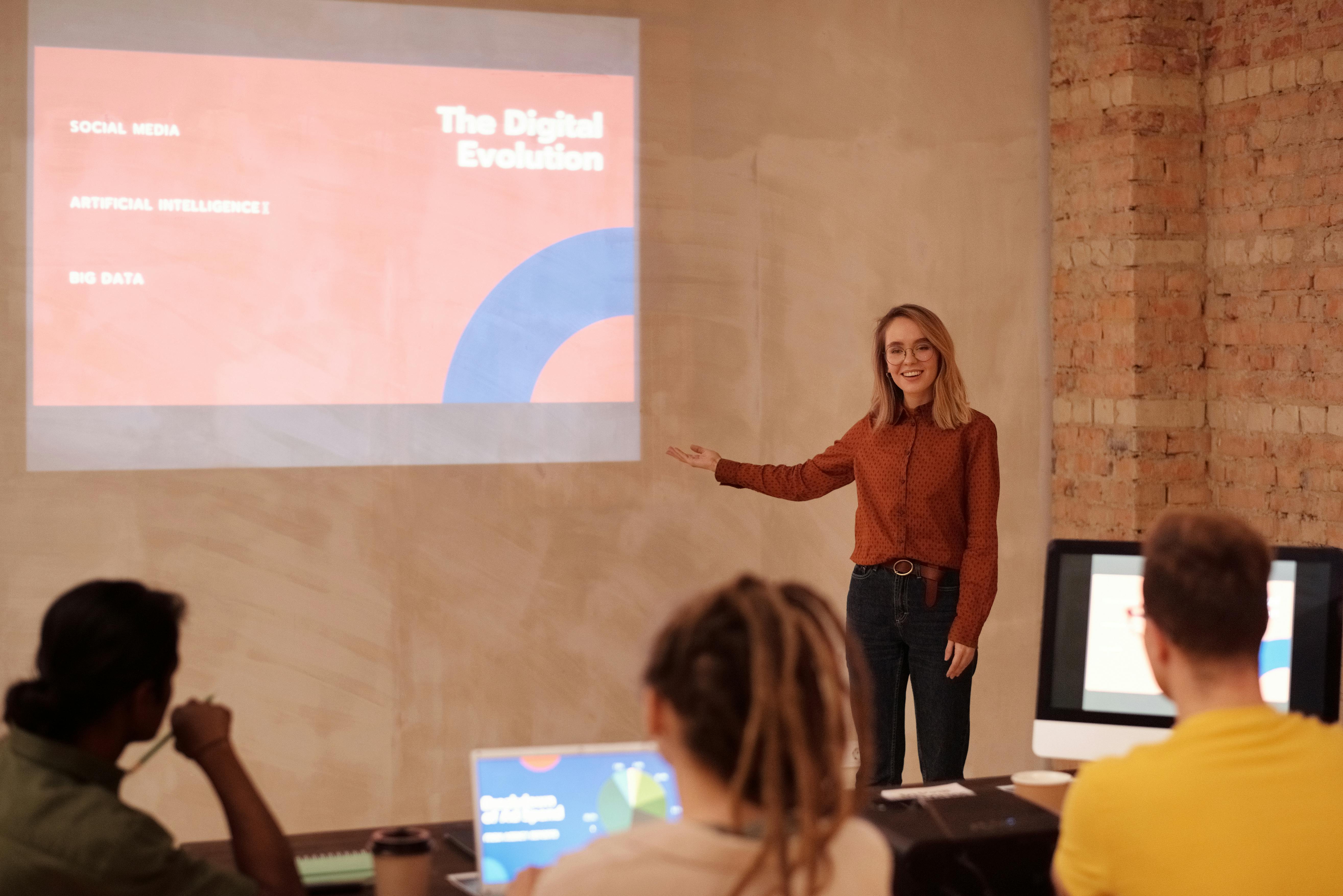 Instructor smiling and presenting training material